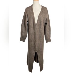 Modern Citizen Brown Zip Maxi Cardigan Sweater
